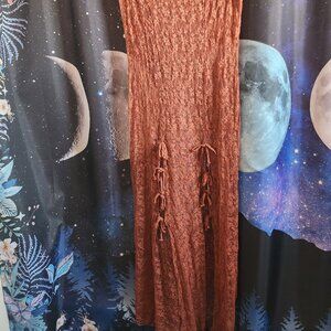 (Ross) orange lace dress with lace up slits size medium